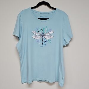 Life Is Good Crusher Tee, Sky Blue, Dragon Fly, Size XXL